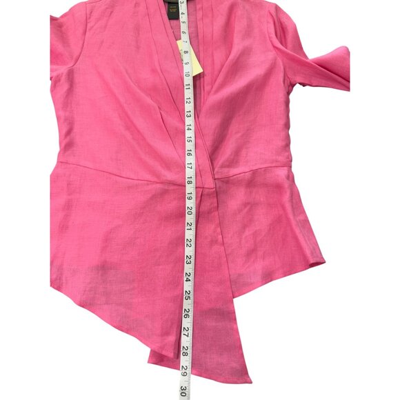 British India Classics Women's Top Irish Linen Wrap Asymmetrical Hem - Picture 7 of 8